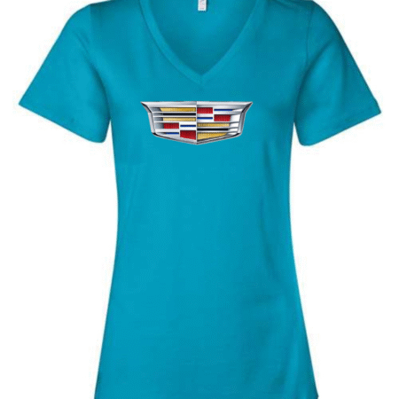 cadillac logo v-neck t-shirt Bella Canvas luxury car shirt for women