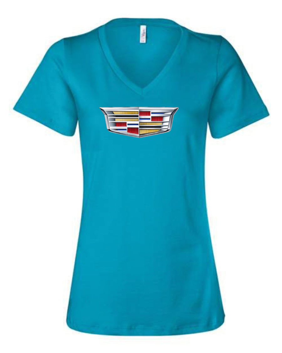 cadillac logo v-neck t-shirt Bella Canvas luxury car shirt for women