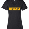 dewalt logo v-neck t-shirt women’s yellow power tool graphic shirt