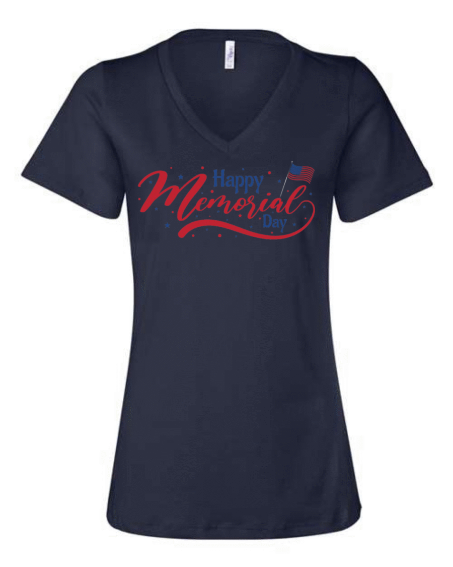 memorial day v-neck t-shirt patriotic women’s Bella Canvas tee