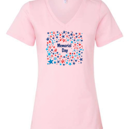 memorial day stars v-neck t-shirt patriotic Bella Canvas tee for women