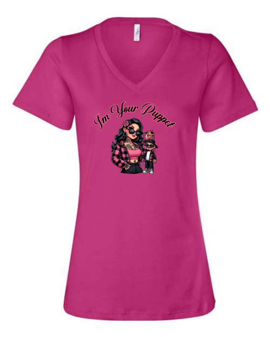 chola v-neck t-shirt I'm Your Puppet graphic tee for women