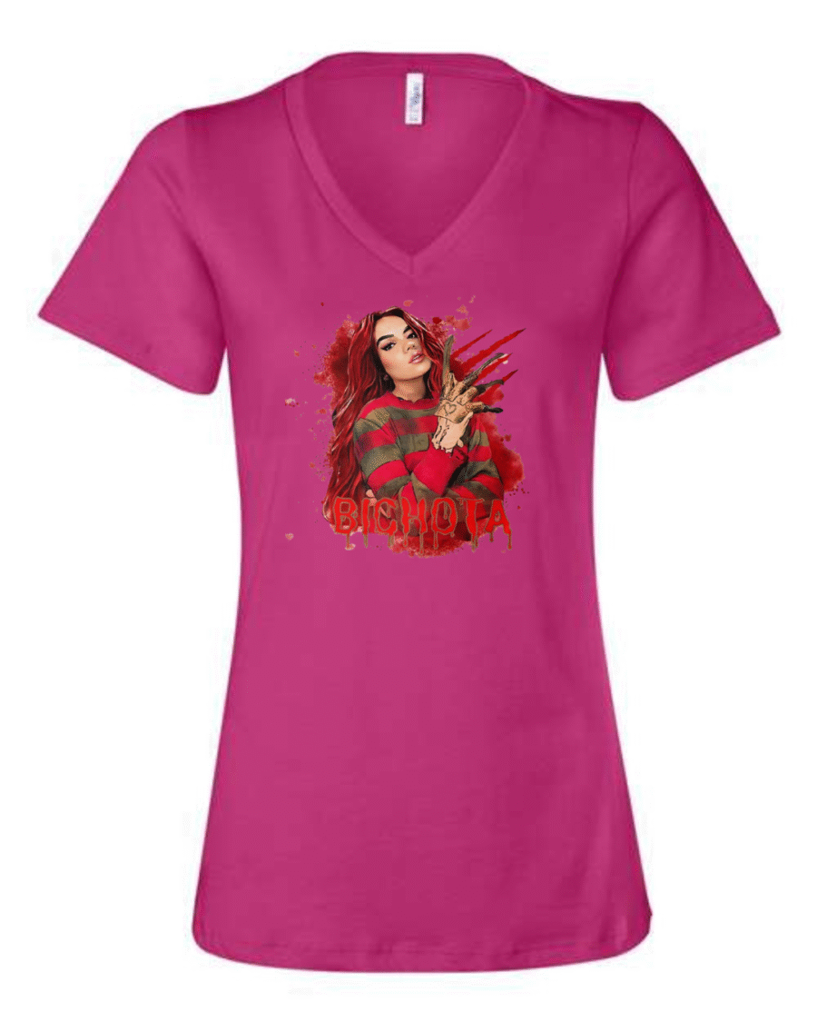 bichota v-neck t-shirt horror-inspired Latina streetwear tee