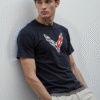 corvette emblem t-shirt racing flags and bowtie logo shirt