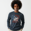 american flag lion t-shirt patriotic long sleeve unisex tee