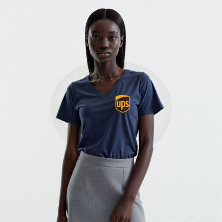 women's UPS logo t-shirt brown postal service v-neck shirt