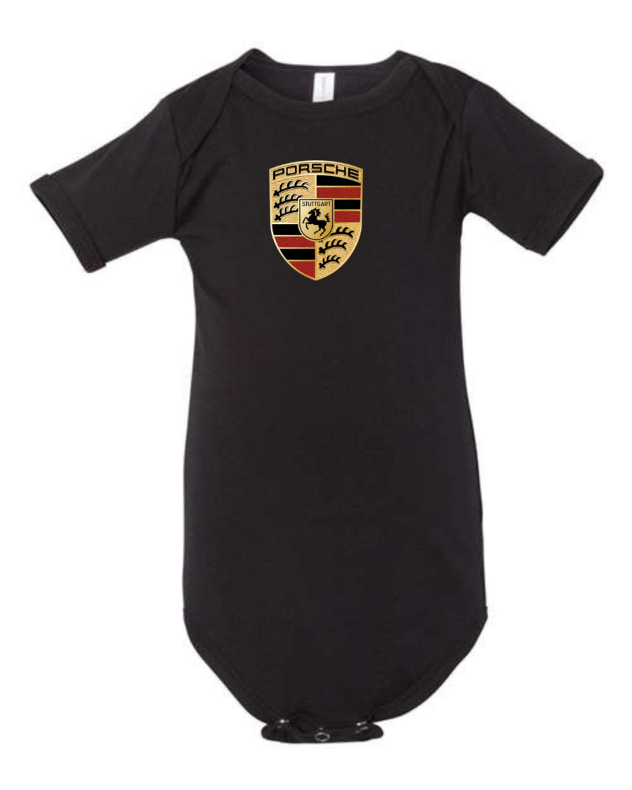 baby porsche logo onesie German luxury infant bodysuit