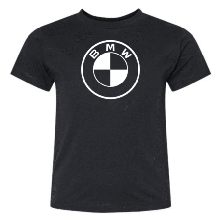 bmw logo youth t-shirt kids crewneck tee with BMW roundel logo