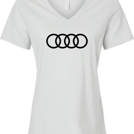Women's Teal V-Neck T-Shirt with Iconic Interlocking Rings Design