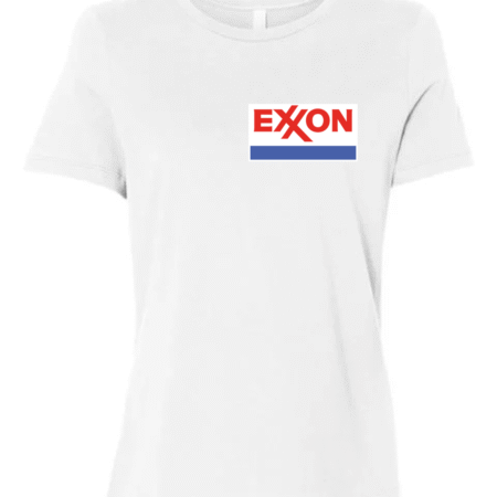 exxon logo women's t-shirt retro oil brand crewneck tee