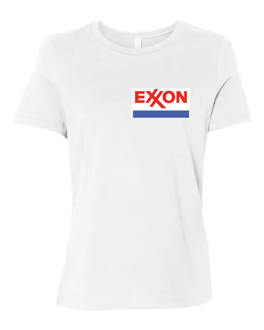 exxon logo women's t-shirt retro oil brand crewneck tee