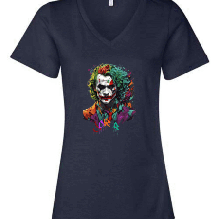 Joker Splatter Art Bella Canvas Women’s V-Neck T-Shirt