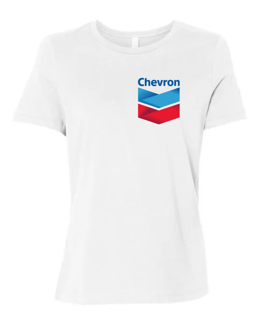 chevron logo women's t-shirt – retro oil company tee for women