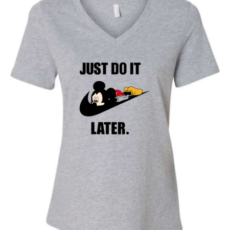 Nike Just Do It Later Mickey Parody Bella Canvas Women’s V-Neck T-Shirt