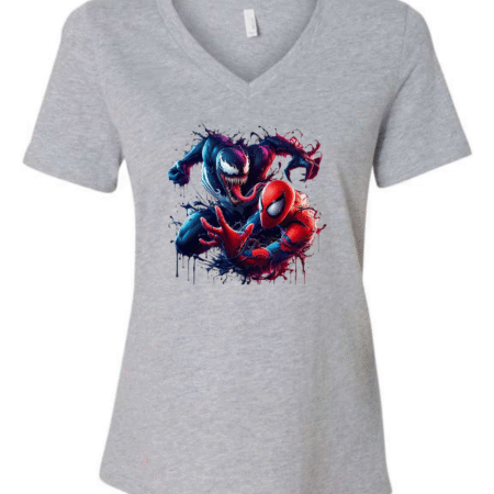 Spider-Man vs. Venom Graphic Bella Canvas Women’s V-Neck T-Shirt