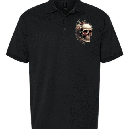 Skull & Roses Graphic Black Men’s Polo Shirt