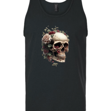 Floral Skull Art Black Men's Tank Top