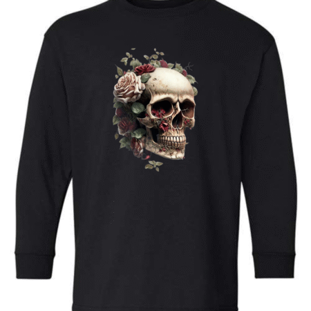 Floral Skull Youth Long Sleeve T-Shirt