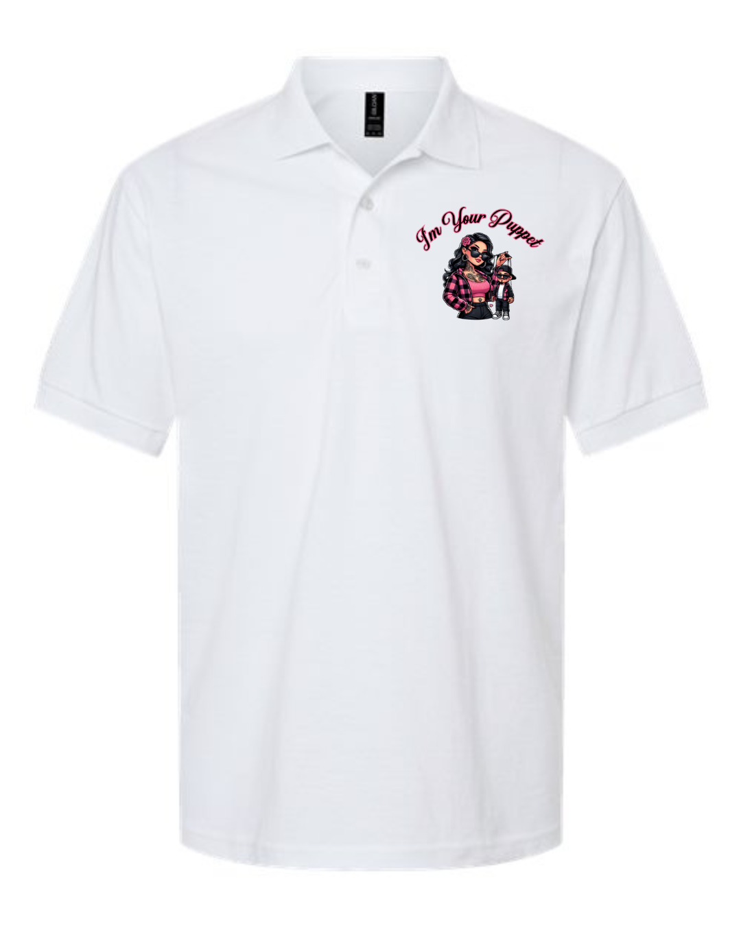 I Am Your Puppet Logo White Men’s Polo Shirt