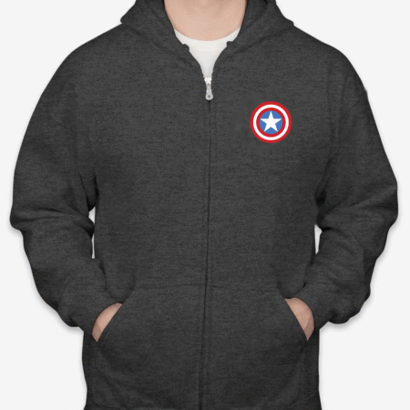 Classic Captain America Shield Unisex Full-Zip Hoodie