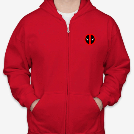 Classic Deadpool Logo Unisex Full-Zip Hoodie