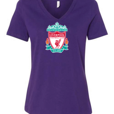 Liverpool FC Women’s V-Neck Tee Classic Football Crest Fan Shirt