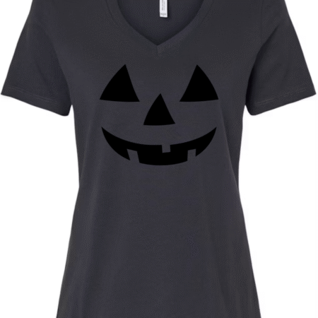 Jack-O’-Lantern Smile Halloween Women’s V-Neck T-Shirt