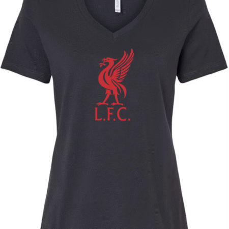 L.F.C. Women’s V-Neck Tee Minimalist Liverbird Football Fan Shirt