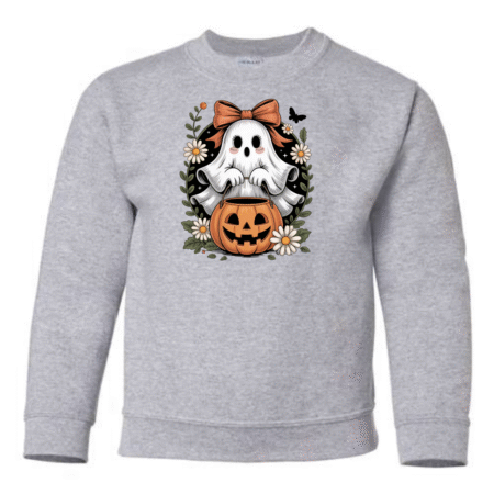 Cute Ghost & Pumpkin Halloween Youth Sweatshirt