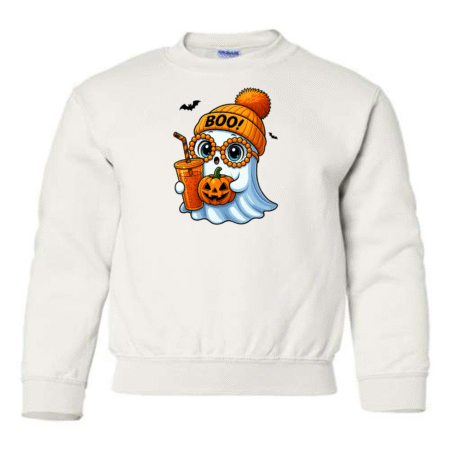Boo Ghost with Pumpkin Youth Sweatshirt