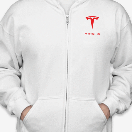 Classic Tesla Logo Unisex Full-Zip Hoodie