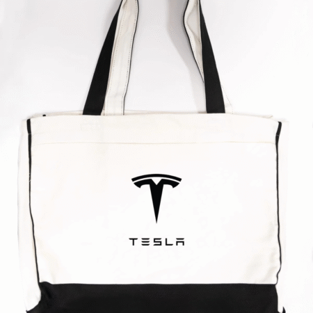 Tesla Logo Trimmed Tote Bag