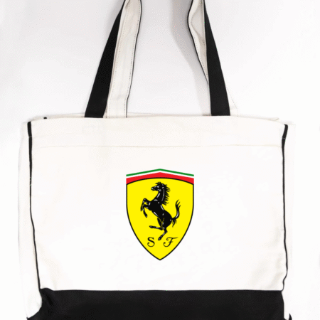 Ferrari Logo Trimmed Tote Bag