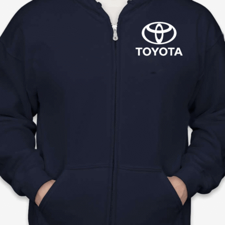 Classic Toyota Logo Unisex Full-Zip Hoodie – Navy Edition