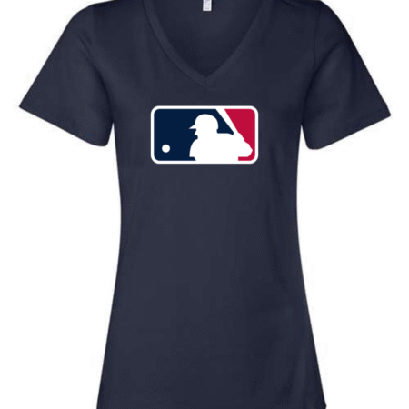 MLB Logo Inspired Women’s V-Neck T-Shirt Bella Canvas Baseball Tee