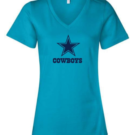 Dallas Cowboys Women’s V-Neck T-Shirt Star Logo Football Fan Tee