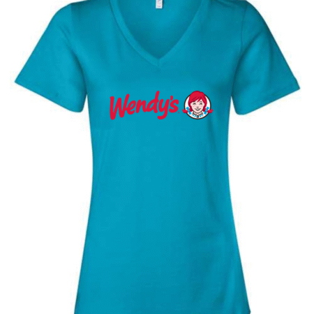 Wendy’s Women’s V-Neck T-Shirt Classic Fast Food Logo Graphic Tee