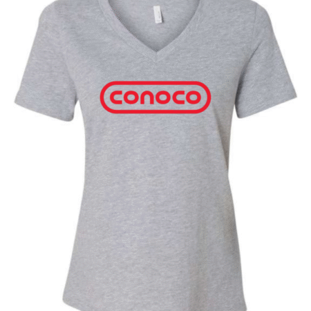 Conoco Women’s V-Neck T-Shirt Classic Oil & Gas Logo Graphic Tee