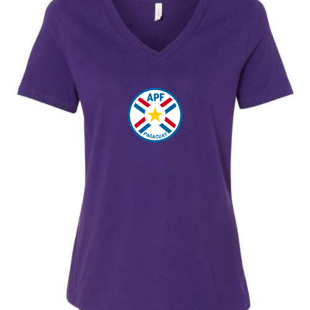 Paraguay Soccer Women’s V-Neck T-Shirt APF Crest Football Fan Tee