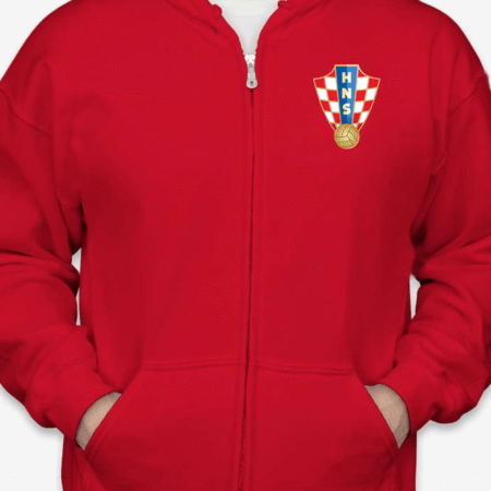 Croatia Soccer Zip Hoodie Unisex HNS Football Crest Full-Zip Hoodie