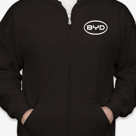 BYD Logo Unisex Zip Hoodie – Automotive Streetwear Apparel for Men & Women