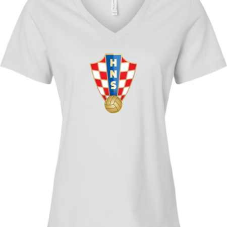 Croatia Football Women’s V-Neck T-Shirt National Team Crest Graphic Tee