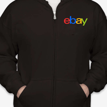 eBay Logo Unisex Zip Hoodie – Online Shopping Brand Zip-Up Sweatshirt for Men & Women