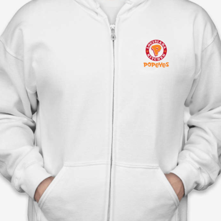 Popeyes Logo Unisex Zip Hoodie – Fast Food Brand Streetwear for Men & Women
