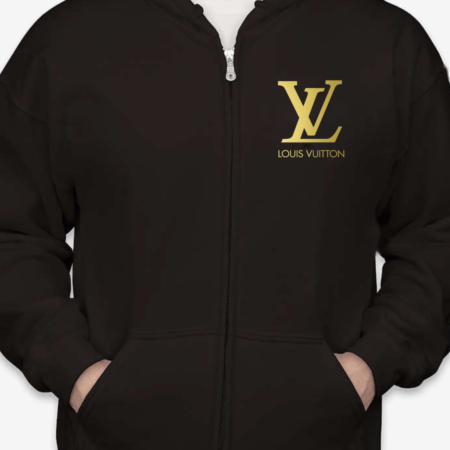 LV Logo Unisex Zip Hoodie – Luxury Designer Streetwear Apparel for Men & Women