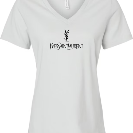 YSL Women’s V-Neck T-Shirt Luxury Logo Graphic Tee