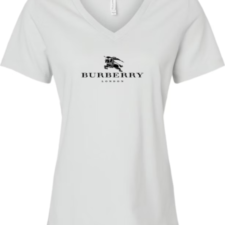 Burberry Logo Women’s V-Neck T-Shirt Classic Designer-Inspired Graphic Tee