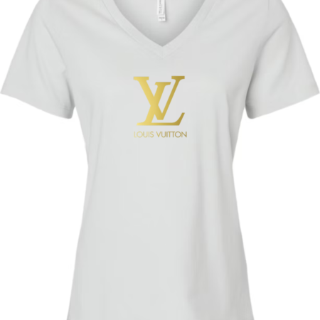 LV Logo Women’s V-Neck T-Shirt Classic Designer-Inspired Graphic Tee