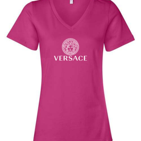 Versace Women’s V-Neck T-Shirt Luxury Logo Graphic Tee