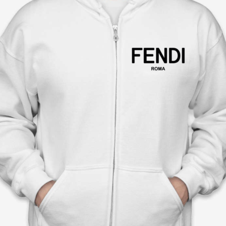 Fendi Roma Logo Unisex Zip Hoodie – Luxury Designer Streetwear Apparel for Men & Women